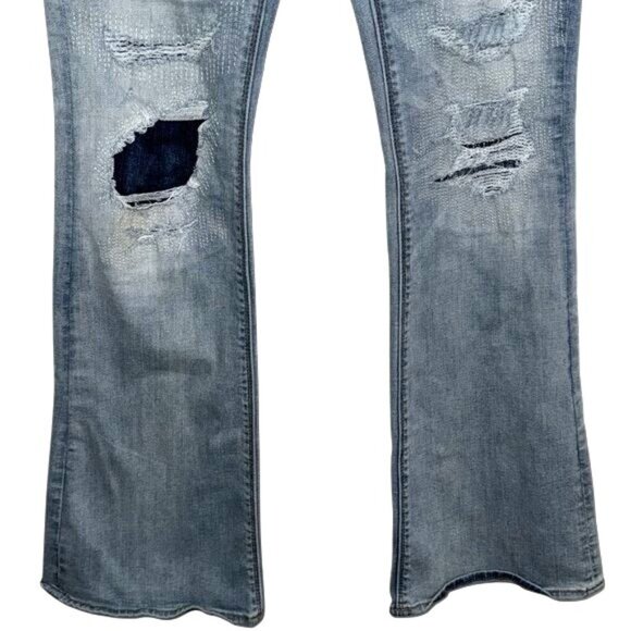 American Eagle Outfitters Artist Flare Super Stretch Distressed Jeans Size 2 - Picture 5 of 10